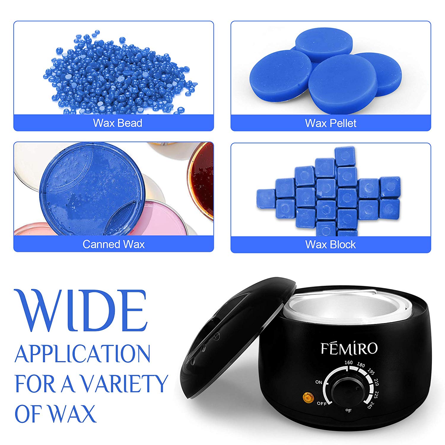 Wax Warmer, Femiro Hair Removal Home Waxing Kit with 4 Flavors Stripless Ha...