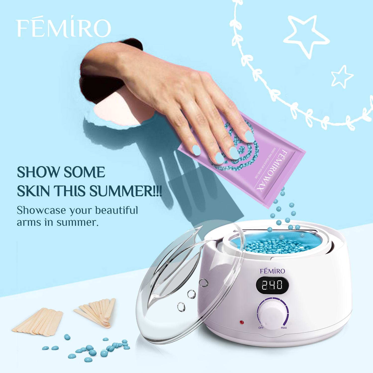 Femiro Waxing Kit, FE-12 Digital Wax Warmer Kit for Coarse Fine Hair ...